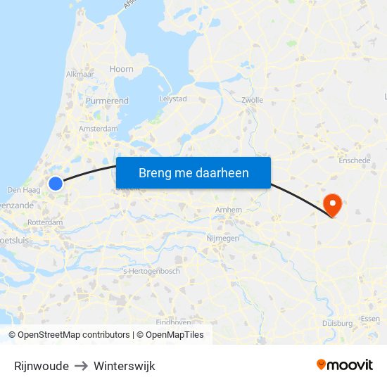 Rijnwoude to Winterswijk map