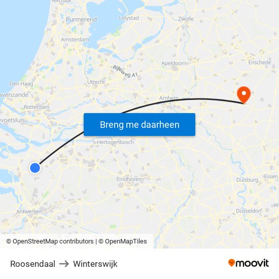 Roosendaal to Winterswijk map