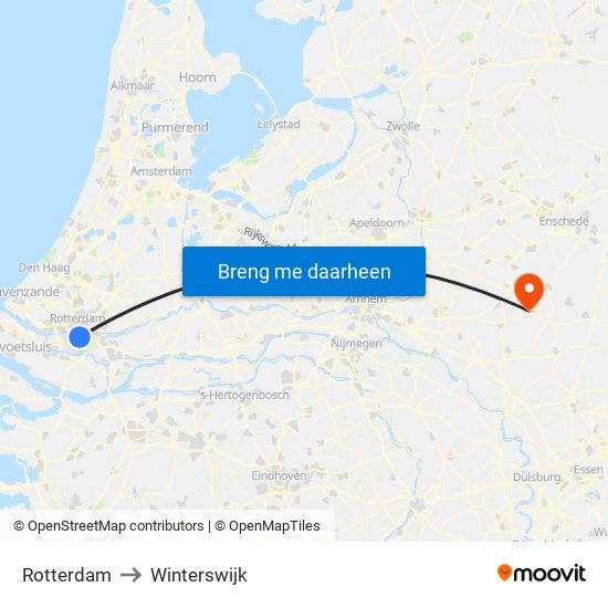 Rotterdam to Winterswijk map