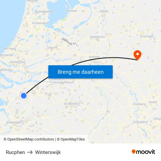 Rucphen to Winterswijk map
