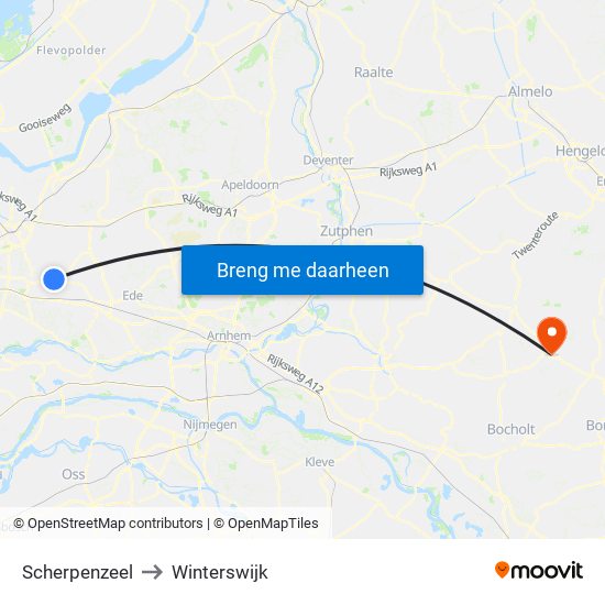 Scherpenzeel to Winterswijk map