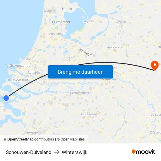 Schouwen-Duiveland to Winterswijk map