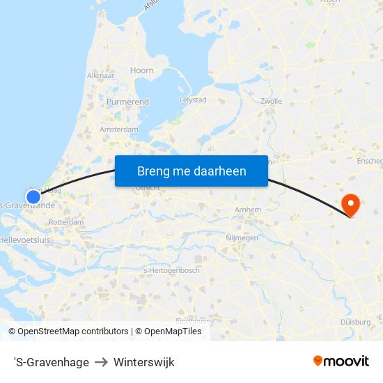 'S-Gravenhage to Winterswijk map