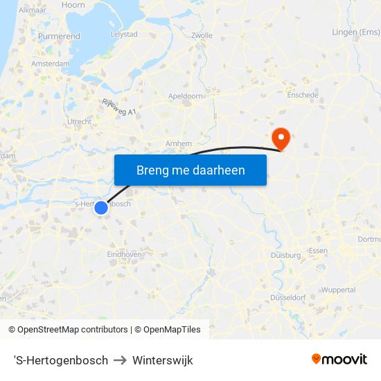 'S-Hertogenbosch to Winterswijk map