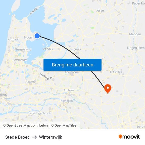 Stede Broec to Winterswijk map