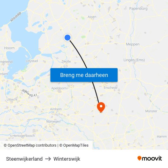 Steenwijkerland to Winterswijk map
