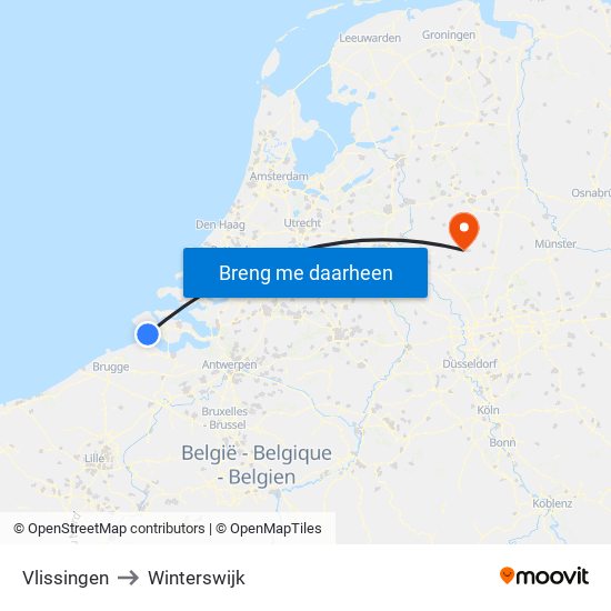 Vlissingen to Winterswijk map