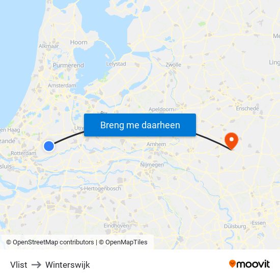 Vlist to Winterswijk map