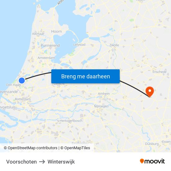 Voorschoten to Winterswijk map