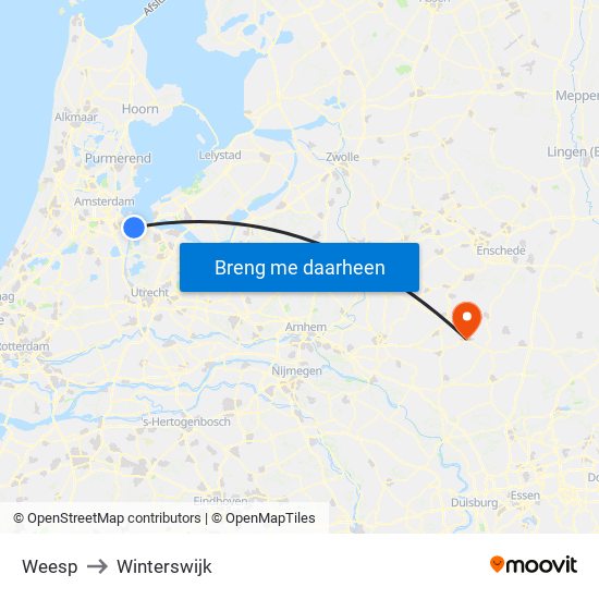 Weesp to Winterswijk map
