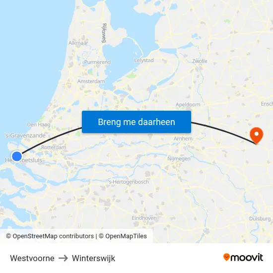 Westvoorne to Winterswijk map