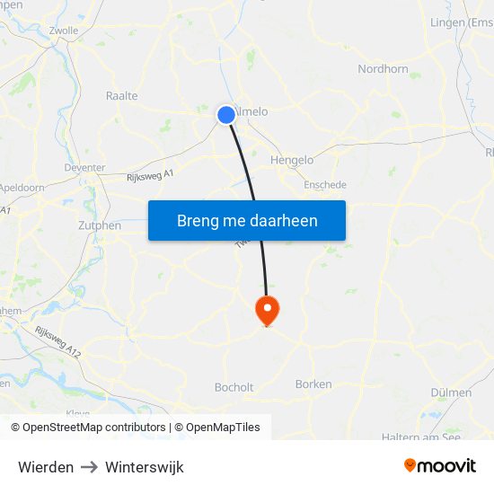 Wierden to Winterswijk map