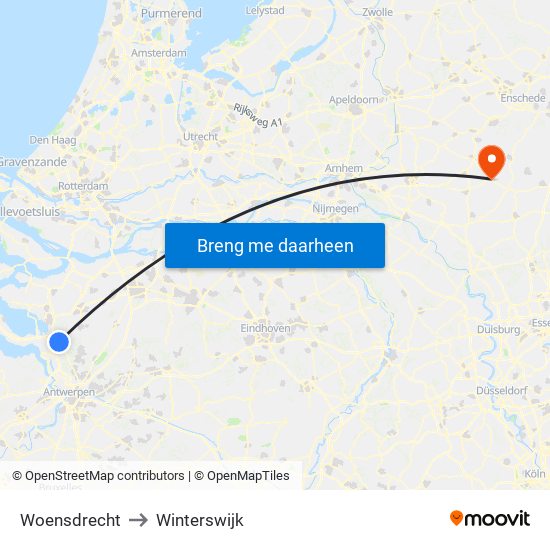 Woensdrecht to Winterswijk map