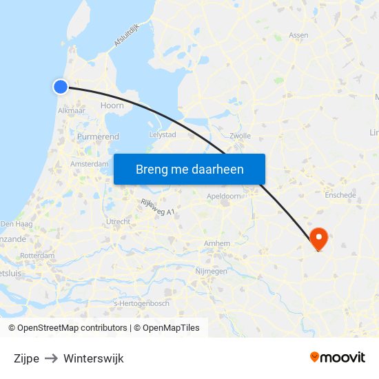 Zijpe to Winterswijk map