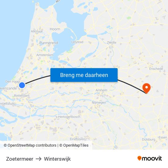 Zoetermeer to Winterswijk map