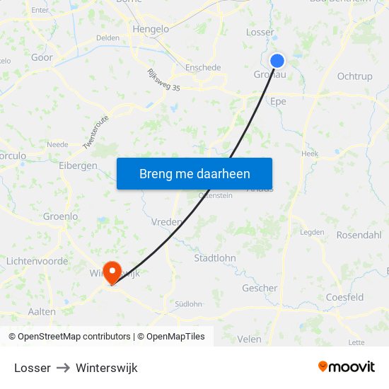 Losser to Winterswijk map