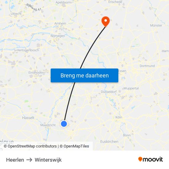 Heerlen to Winterswijk map