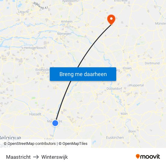 Maastricht to Winterswijk map