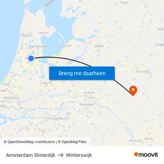 Amsterdam Sloterdijk to Winterswijk map