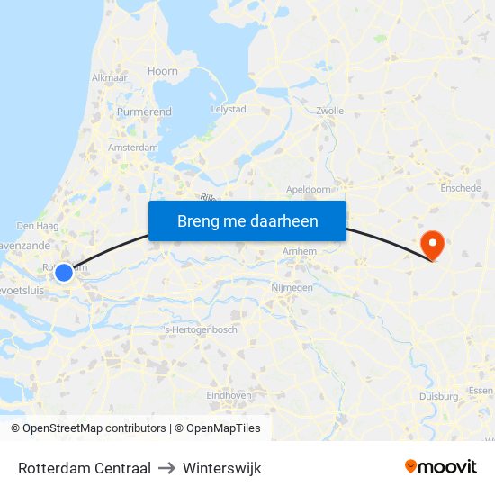 Rotterdam Centraal to Winterswijk map