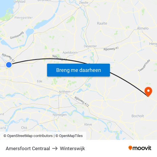 Amersfoort Centraal to Winterswijk map