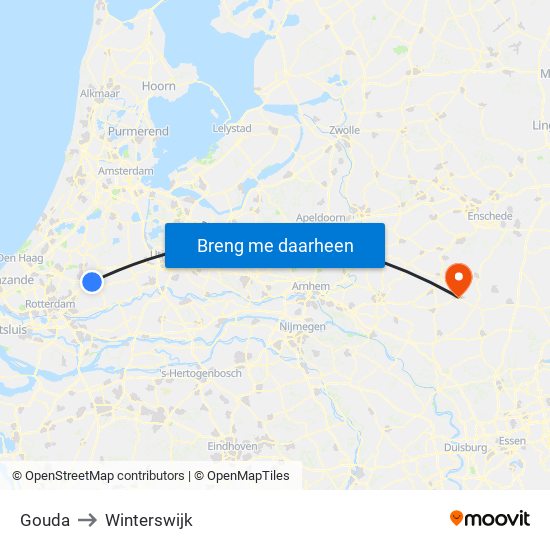 Gouda to Winterswijk map