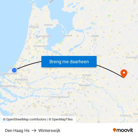 Den Haag Hs to Winterswijk map