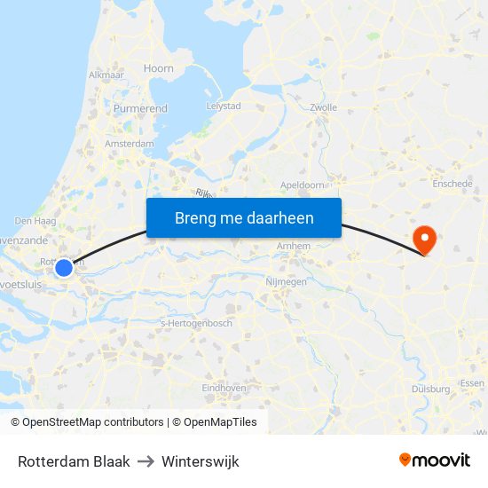 Rotterdam Blaak to Winterswijk map