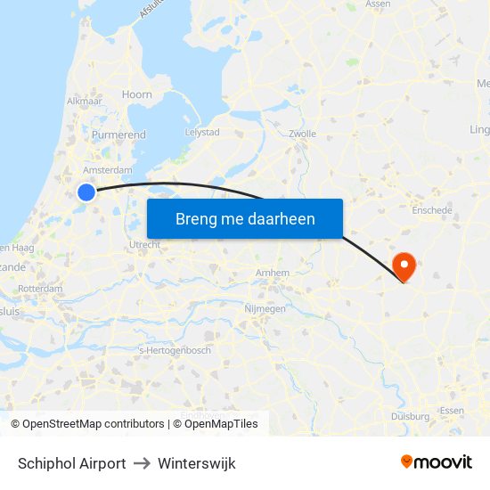 Schiphol Airport to Winterswijk map