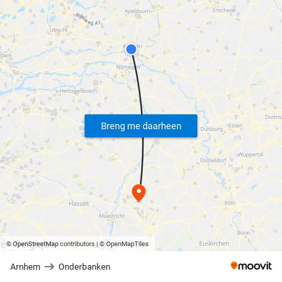 Arnhem to Onderbanken map
