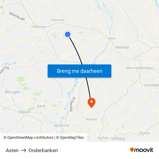 Asten to Onderbanken map