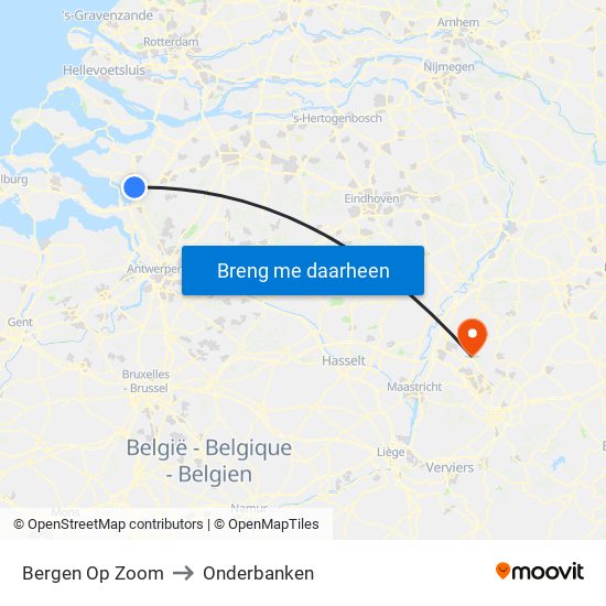 Bergen Op Zoom to Onderbanken map