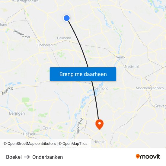 Boekel to Onderbanken map