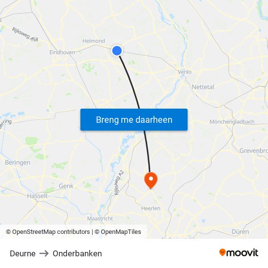 Deurne to Onderbanken map