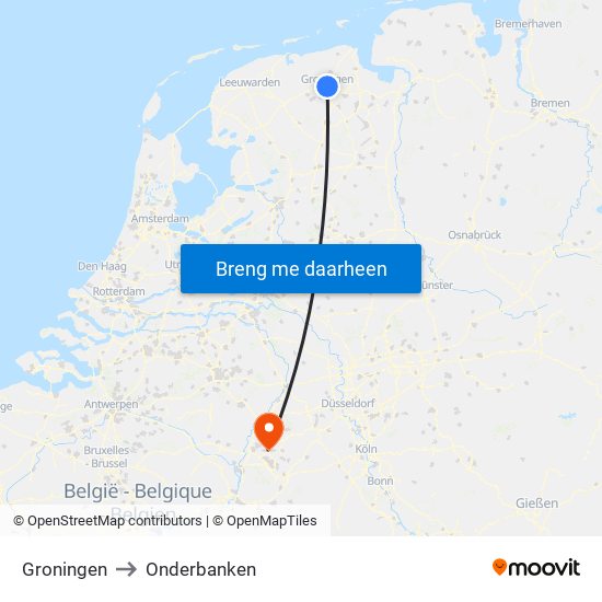Groningen to Onderbanken map