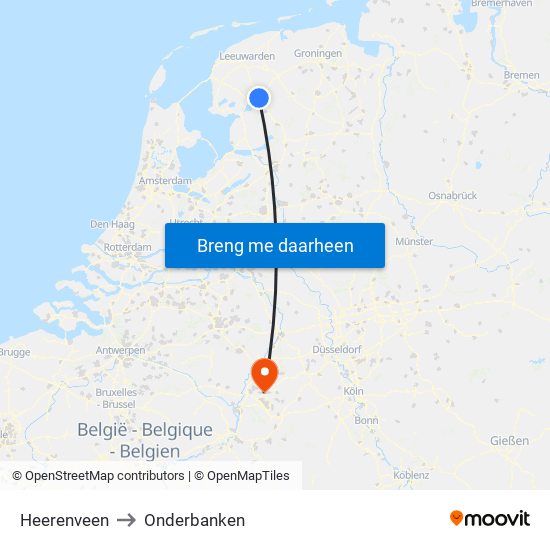 Heerenveen to Onderbanken map