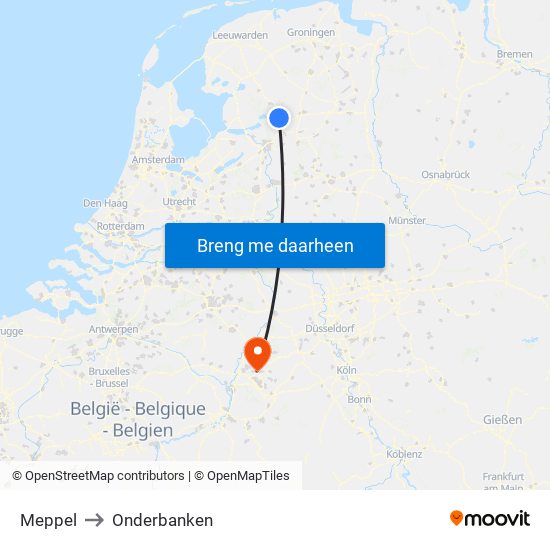 Meppel to Onderbanken map
