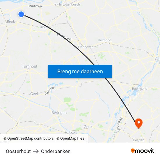 Oosterhout to Onderbanken map