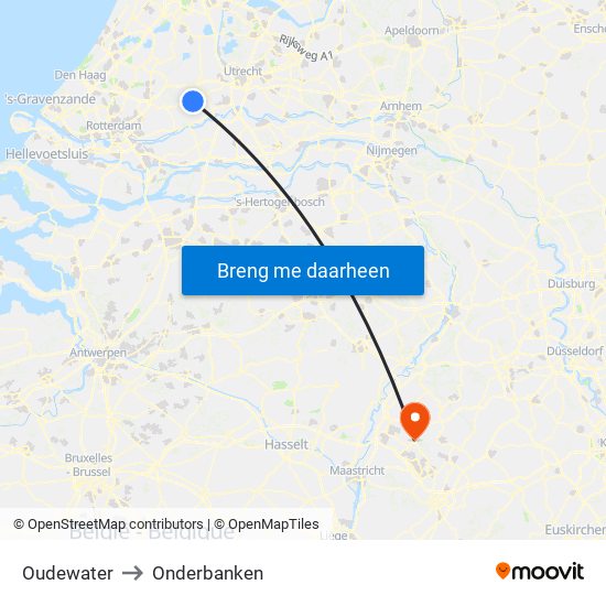 Oudewater to Onderbanken map