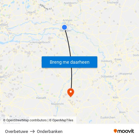 Overbetuwe to Onderbanken map