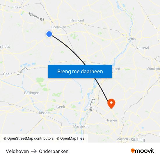 Veldhoven to Onderbanken map