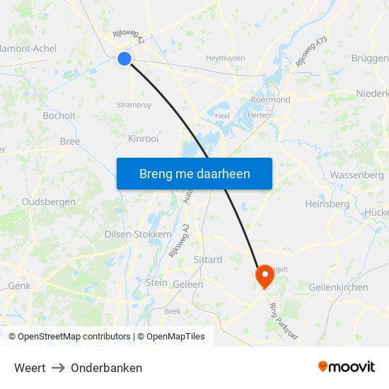 Weert to Onderbanken map