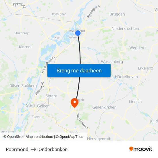 Roermond to Onderbanken map