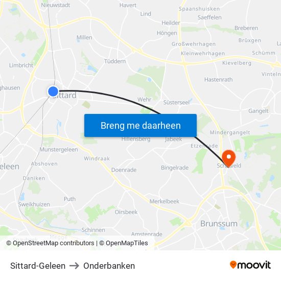 Sittard-Geleen to Onderbanken map