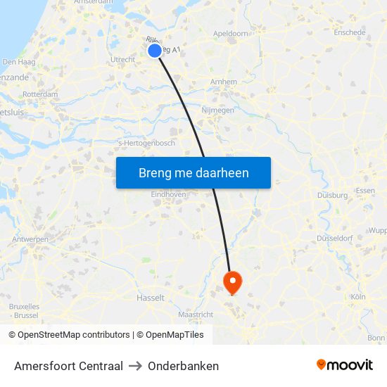 Amersfoort Centraal to Onderbanken map