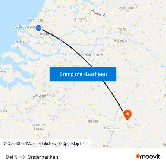 Delft to Onderbanken map