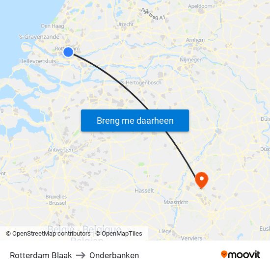 Rotterdam Blaak to Onderbanken map
