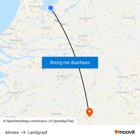 Almere to Landgraaf map