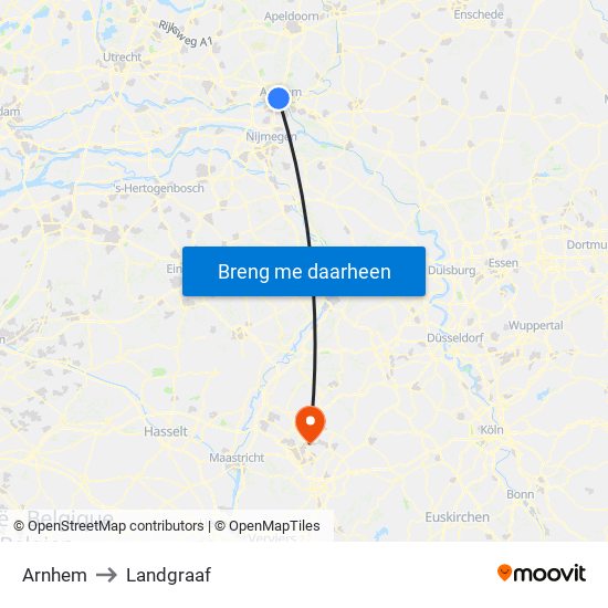 Arnhem to Landgraaf map
