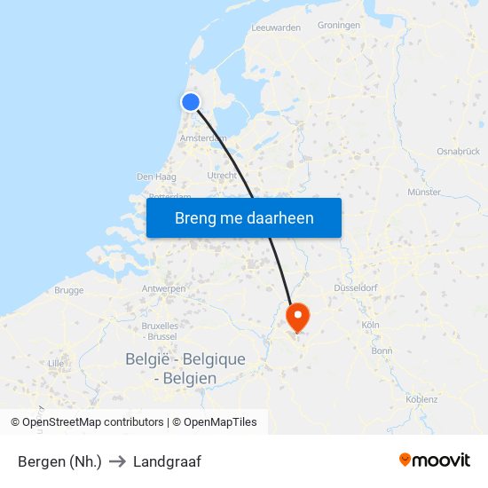 Bergen (Nh.) to Landgraaf map